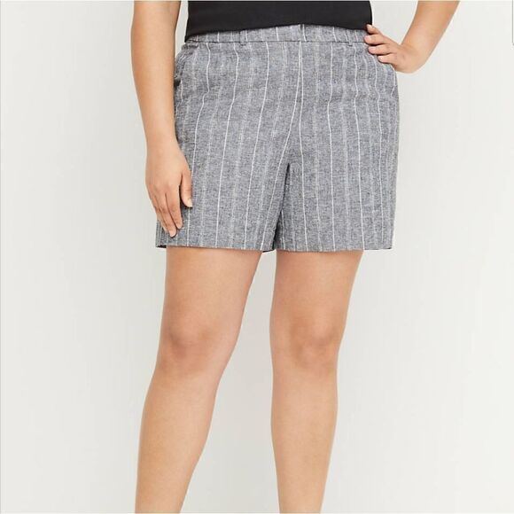 NWT 28P Petite Lane Bryant Linen Short pinstripe - Picture 1 of 12